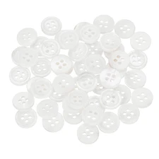 50 Pcs Natural Shell Button, 4 Hole 11.5mm Mother of Pearl Button, White