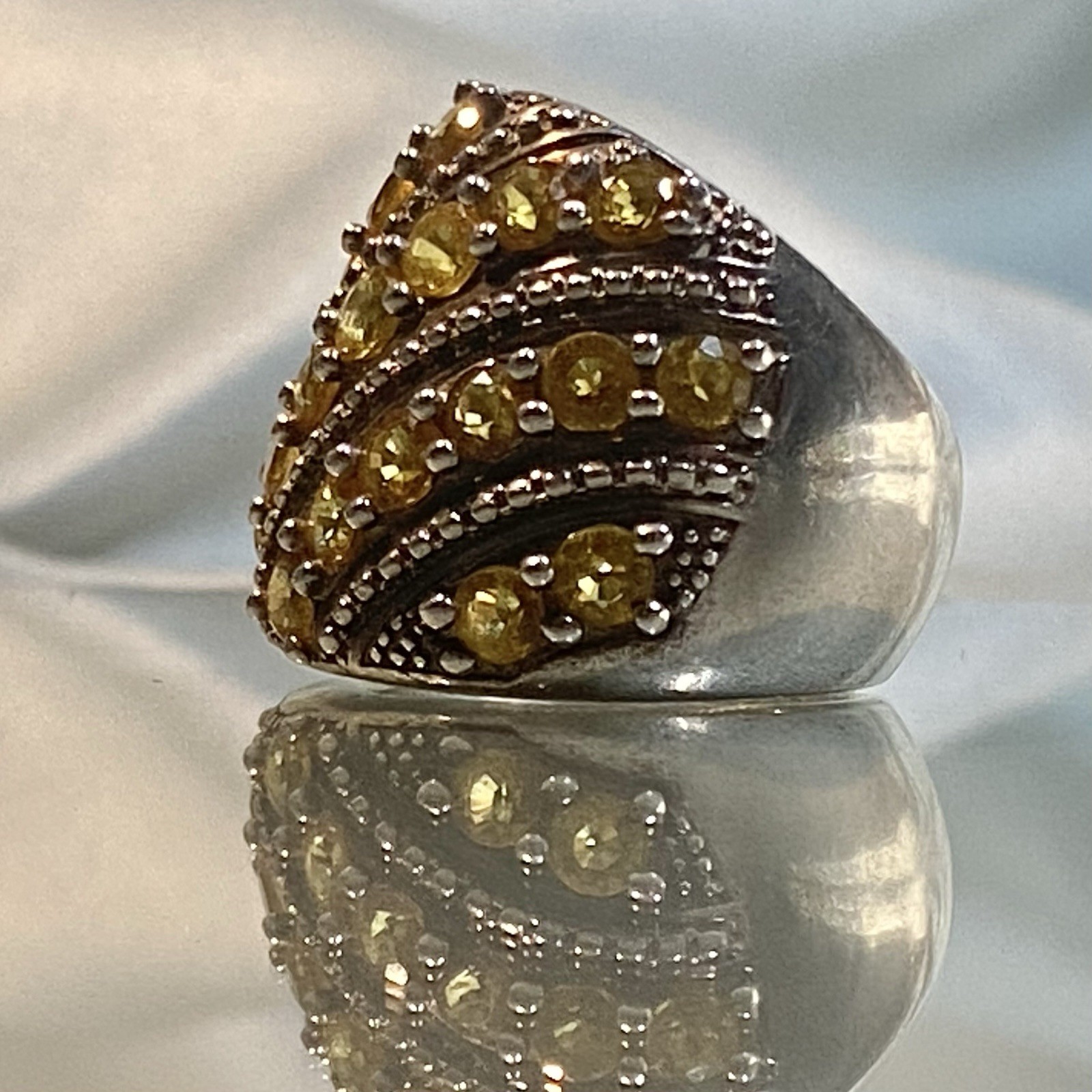 Statement Ring 925 Sterling Silver Pronged Citrin… - image 9