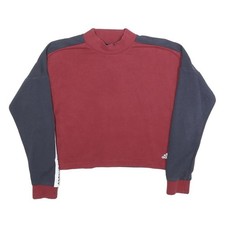 ADIDAS Womens Burgundy Navy Sweatshirt Crew Neck S Three Stripes Logo