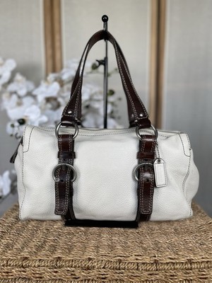 Coach Tasche Handtasche cremeweiß Leder Vintage