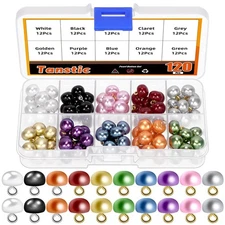 120Pcs 10mm Pearl Buttons with Shank Colorful Half Pearl Buttons Decorative F...