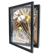 GraduationMall 11x14 Wood Shadow Box Frame Glass Door Display Case Linen Back