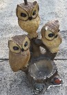Vintage LARGE Mid Century Chalkware 3 Owls on Tree Branch Lamp Works 21” ASIS — photo 1
