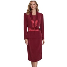 Sarah Danielle Dress & Jacket Suit Burgundy US 14 UK 18 Occasion Wedding