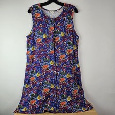 Bechamel Vintage Womens L Dress Purple Pink Fish Print Button Coastal Sundress
