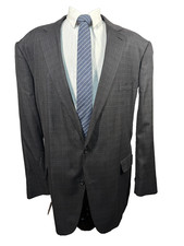 OAK HILL Mens Charcoal Gray BIG  TALL CHECK Sport Coat Blazer Suit Jacket 54L