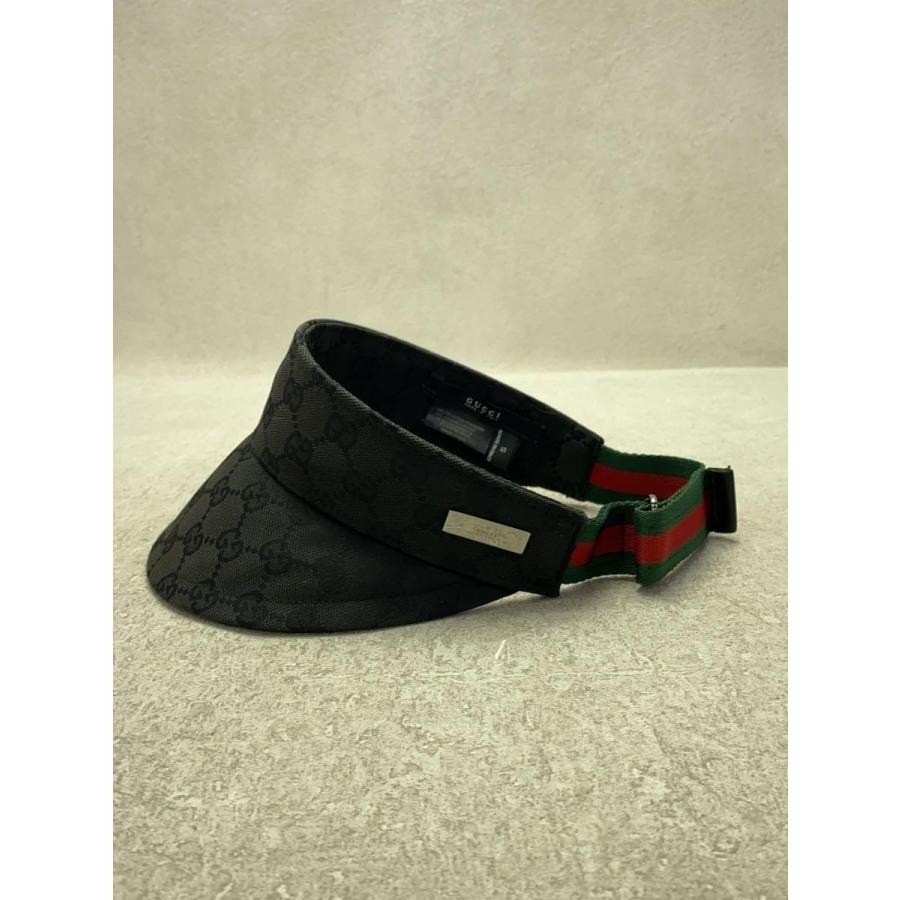 Gucci Sun Visor Black Sherry Line GG Logo Plate Hat Size S Used | eBay