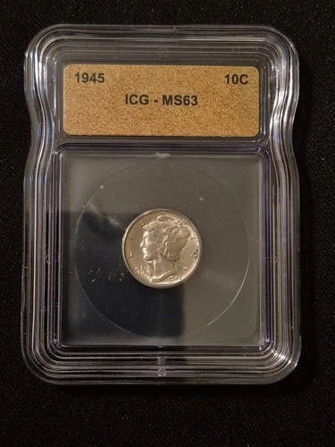 1945 Mercury Silver Dime ICG MS63