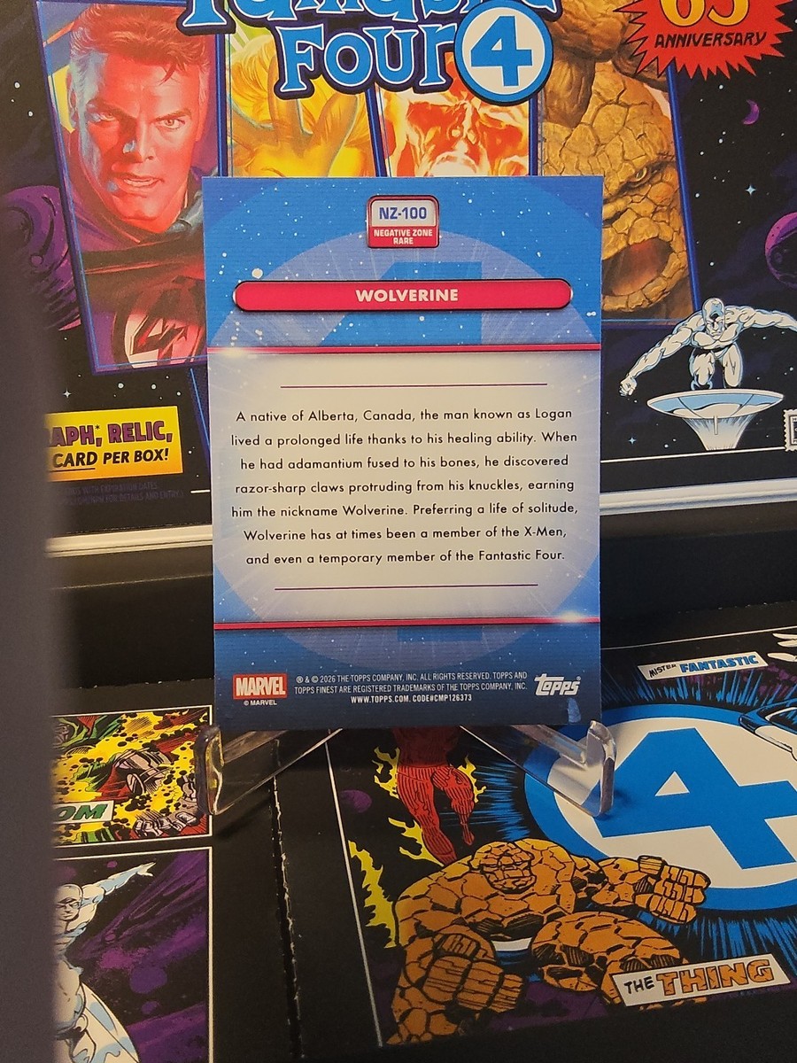 2026 Topps Finest Fantastic Four #NZ-100 Wolverine Negative Zone