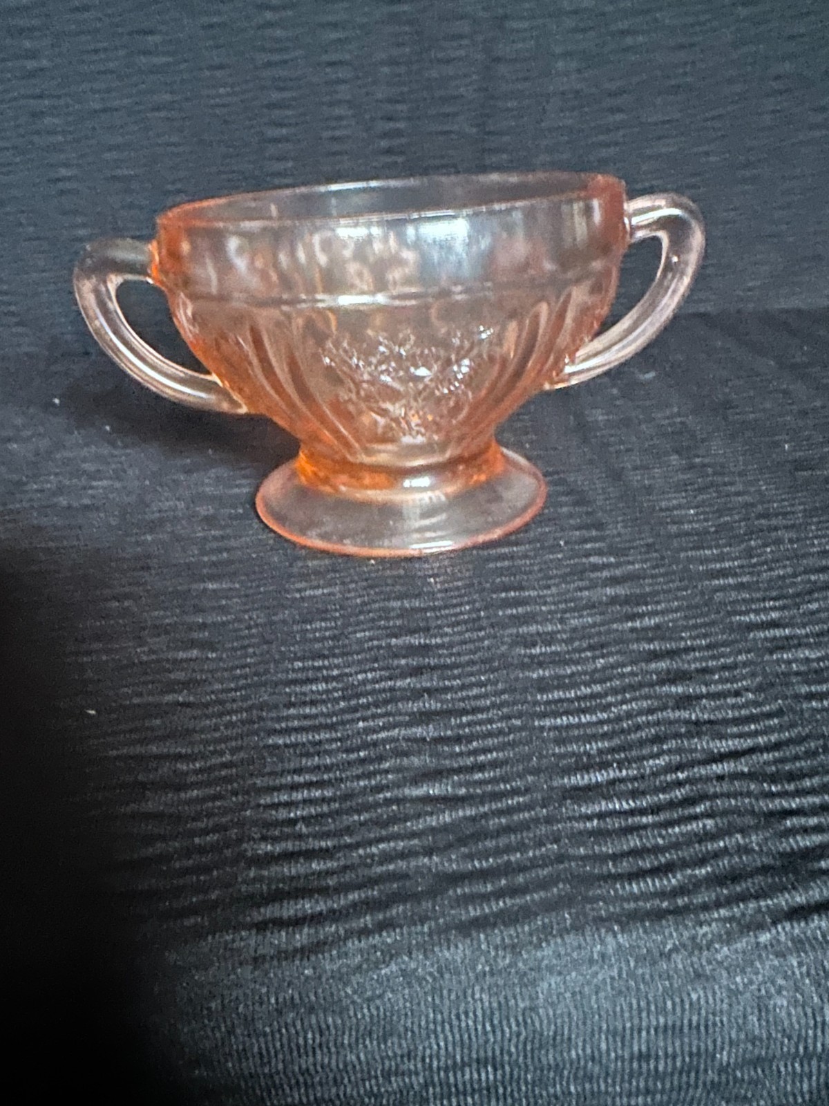 FEDERAL Pink Depression SHARON CABBAGE ROSE Footed Open Sugar Bowl Mfg 1935-1939