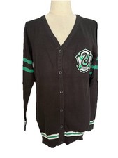 Harry Potter Black Green House Slytherin Patch Cardigan Sweater Medium New