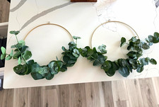 Hearth Hand Magnolia Artificial Eucalyptus Gold Hoop Wreath 13 in set of 2