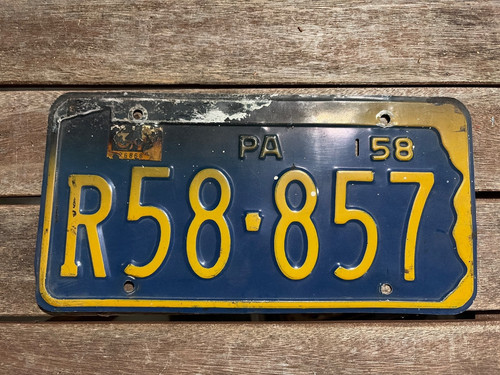 1958 Pennsylvania License Plate R58857