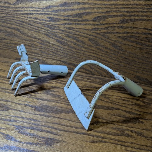 Vintage Garden Hoe & Rake Heads - 2 Lot Cultivator Tool - For Restoration
