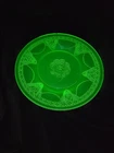 Vintage Federal Georgian LoveBirds Green Uranium Glass 8.5" Salad Luncheon Plate