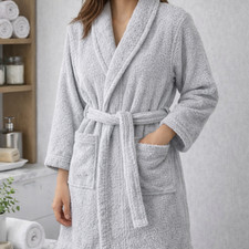 Image of Luxury Soft Cotton Bath Robe for Adults – Large Size, Absorbent, Unisex Design