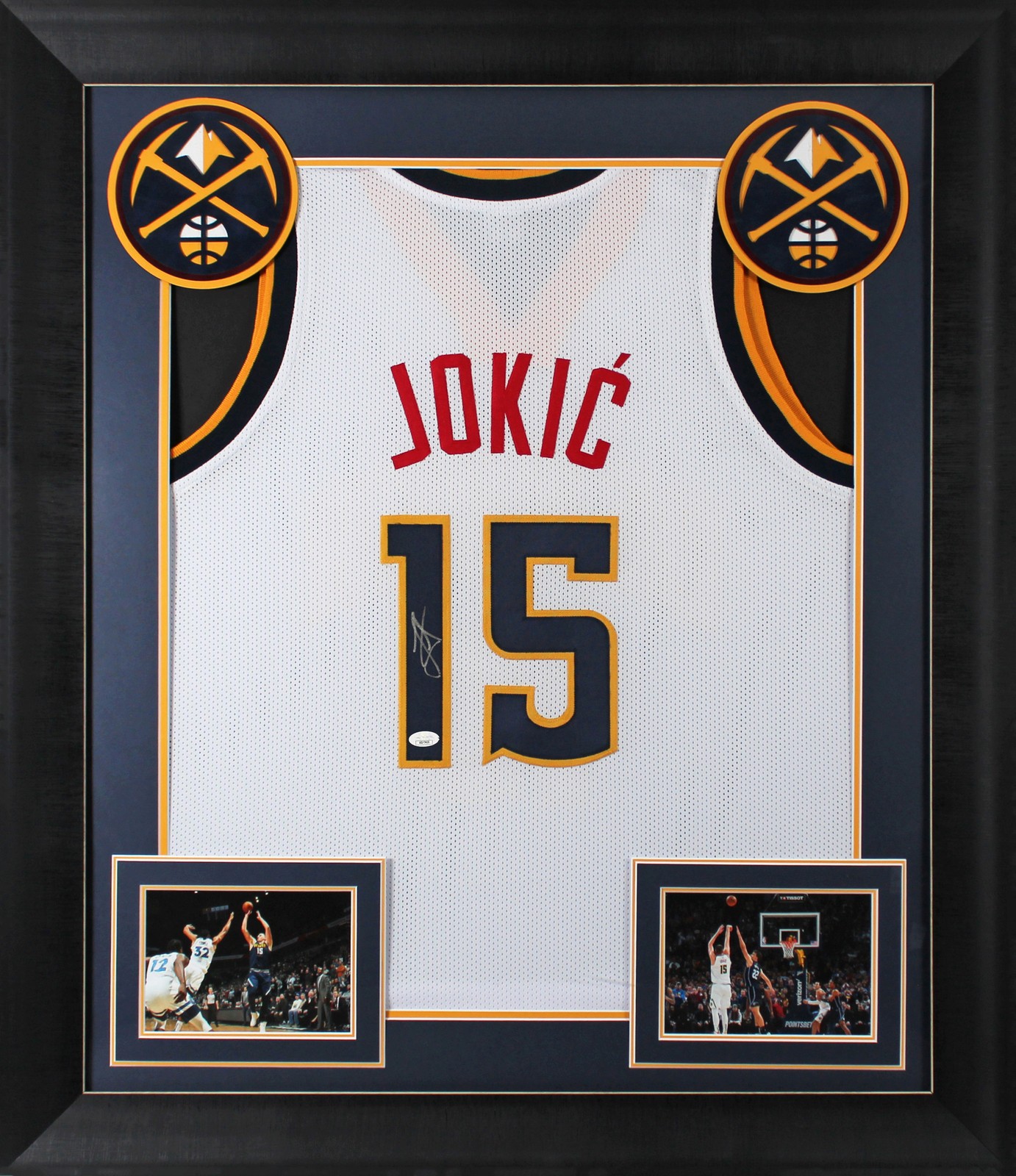 Nikola Jokic Autographed Signed Denver Nuggets Authentic White Pro Style Framed Jersey JSA 2 