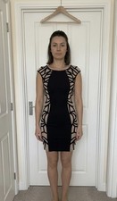 Lipsy London Black & Nude Illusion Bodycon Dress - UK 12