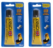 2x Multi purpose Glue Clear Bonds Rubber Plastic Metal Wood Textile - 30ml