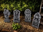 4 Tombstones 43cm Gravestone Outdoor Halloween Decoration Prop Graveyard Garden