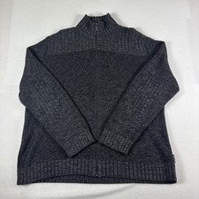 Calvin Klein Jeans Mens XXL Full Zip Ribbed Sweater Charcoal Gray Mock Neck