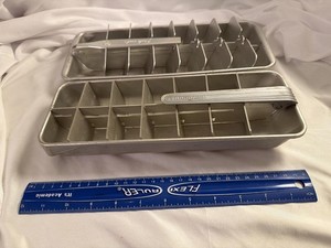Vintage Frigidaire and gE Aluminum Ice Cube Trays with Lever Set of 2