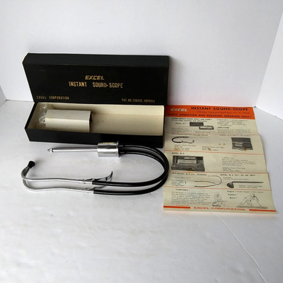 Vintage Excel Instant Sound Scope Mechanic Stethoscope Tool Japan Case