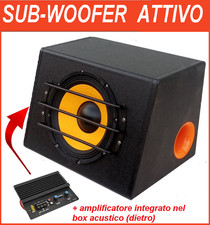 BOX AMPLIFICATO REFLEX 800 WATT SUBWOOFER ATTIVO AMPLIFICATORE INTEGRATO AUTO