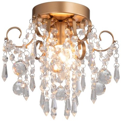 Small Crystal Ceiling Light - Modern Gold Chandelier Fixture