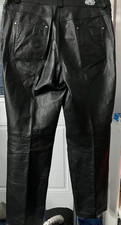 VINTAGE METRO STYLE SZ 14 BLACK 100 LEATHER PANTS WITH LINING JEANS AG02-6