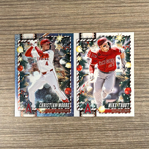 2026 Topps Holiday Los Angeles Angels MLB 2-Card Lot Trout Moore RC H84 H146 - Picture 1 of 2