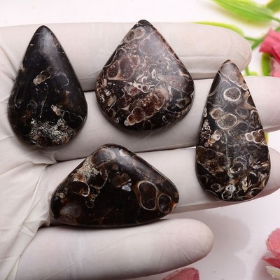 4 Pcs Natural Tutela Jasper 24mm-42mm Pear Cabochon Stunning Loose Gemstones Lot