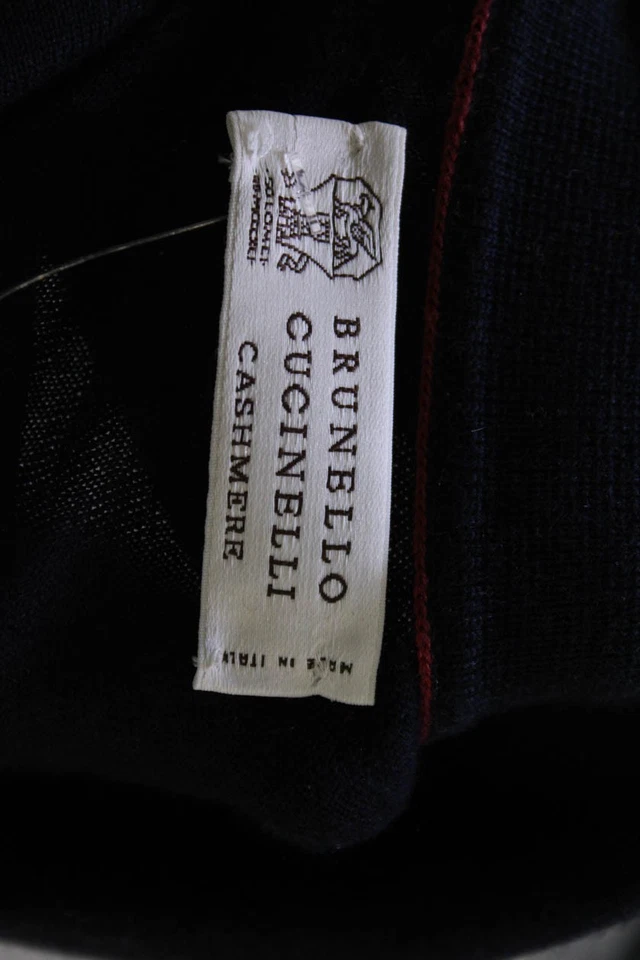 Brunello Cucinelli Mens Point Collar Polo Dark Blue Wool Cashmere Size L - Image 4 of 4