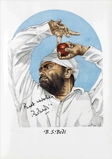 BISHAN BEDI India cricket Spin bowler GENUINE AUTOGRAPH Ltd Ed Print