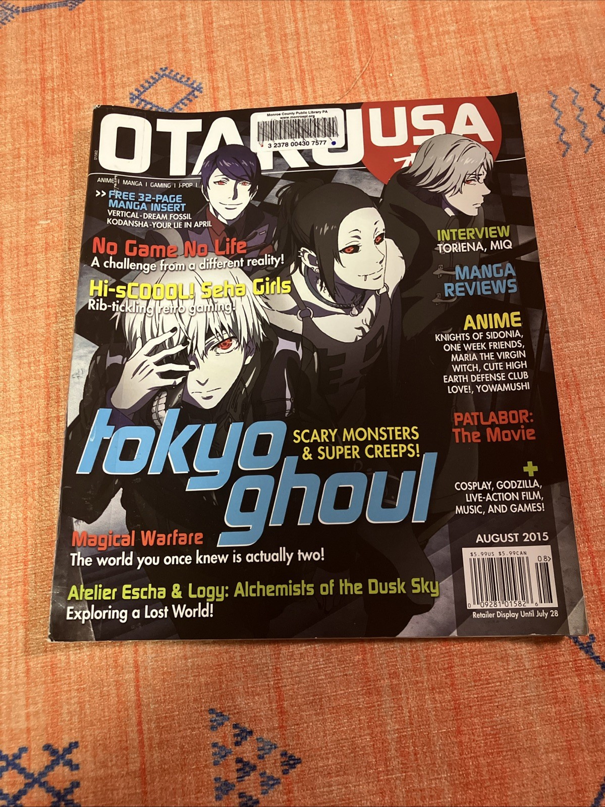 Otaku USA Magazine August 2015 Tokyo Ghoul Anime Manga Patlabor Cosplay Godzilla