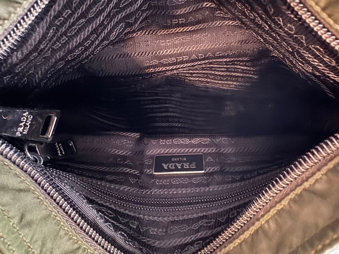 PRADA Nylon Shoulder Bag Olive Green thumbnail 3