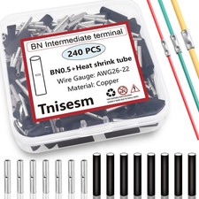 Tnisesm 120 Pcs 26-22 AWG Gauge Non Insulated Butt Connectors, Butt Splice Wire
