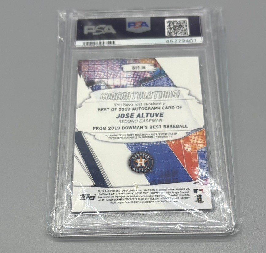 2019 Bowman's Best Jose Altuve Autograph PSA 10 view 3