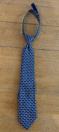 Janie and Jack Boys Navy Blue w/ White Anchors Tie Sz 4-8