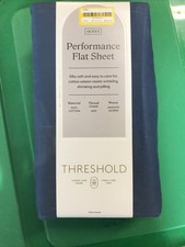 Queen 400 Thread Count Performance Flat Sheet Metallic Blue - Threshold: Cotton