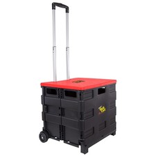Quik Cart Collapsible Rolling Crate on Wheels for Teachers Tote Basket 80 lbs...