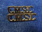 Orig WW2 Pair Of Metal Shoulder Titles "CMSC - Canadian Military Staff Clerks"