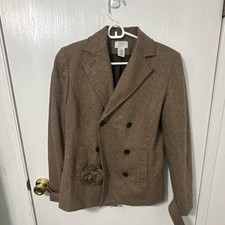 Ann Taylor LOFT Brown Herringbone Wool Blend Double-Breasted Blazer 4