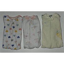 3 Carter's Fleece Footie Pajamas Lot Baby Girl 18 Months Fairy Hearts Giraffe