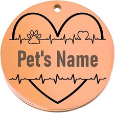 Heart Custom Pet Name Tag for Dog/Cat Collar - Laser Engraved Pet Lover ID Tag
