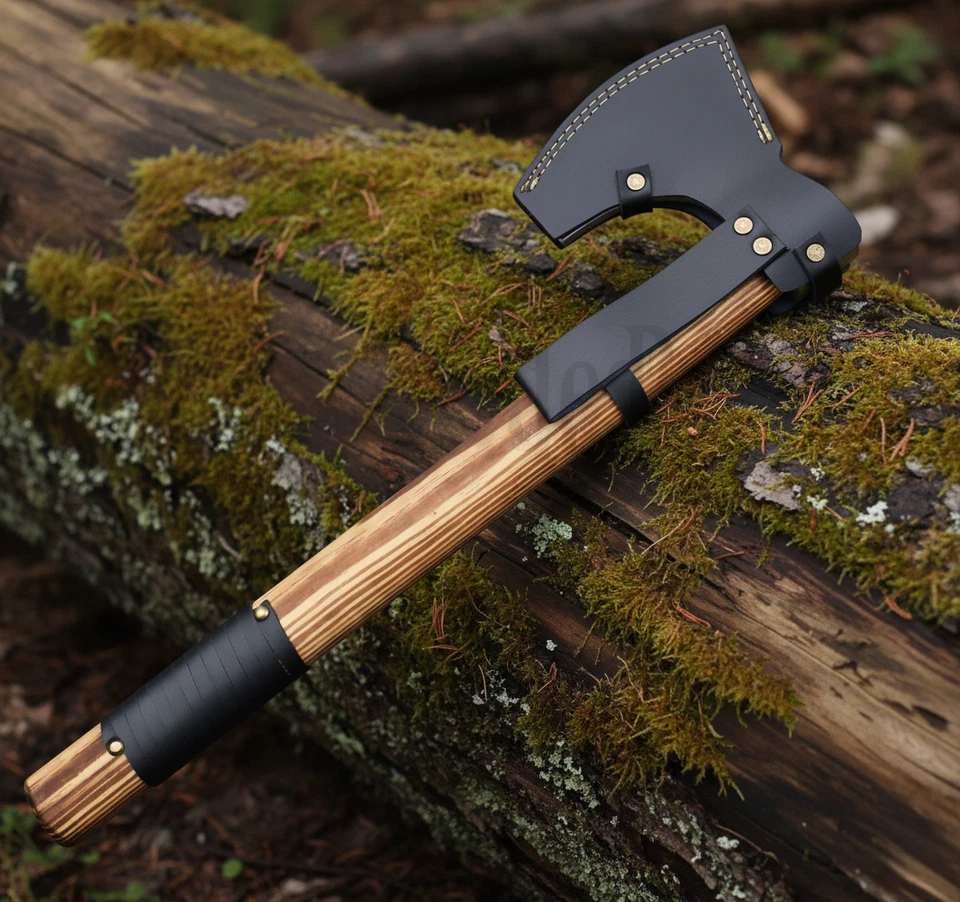 Hacha Ragnar Vikinga Forjada a Mano Personalizada | Hacha de Lanzamiento Grabada con Funda Foto 4 de 4