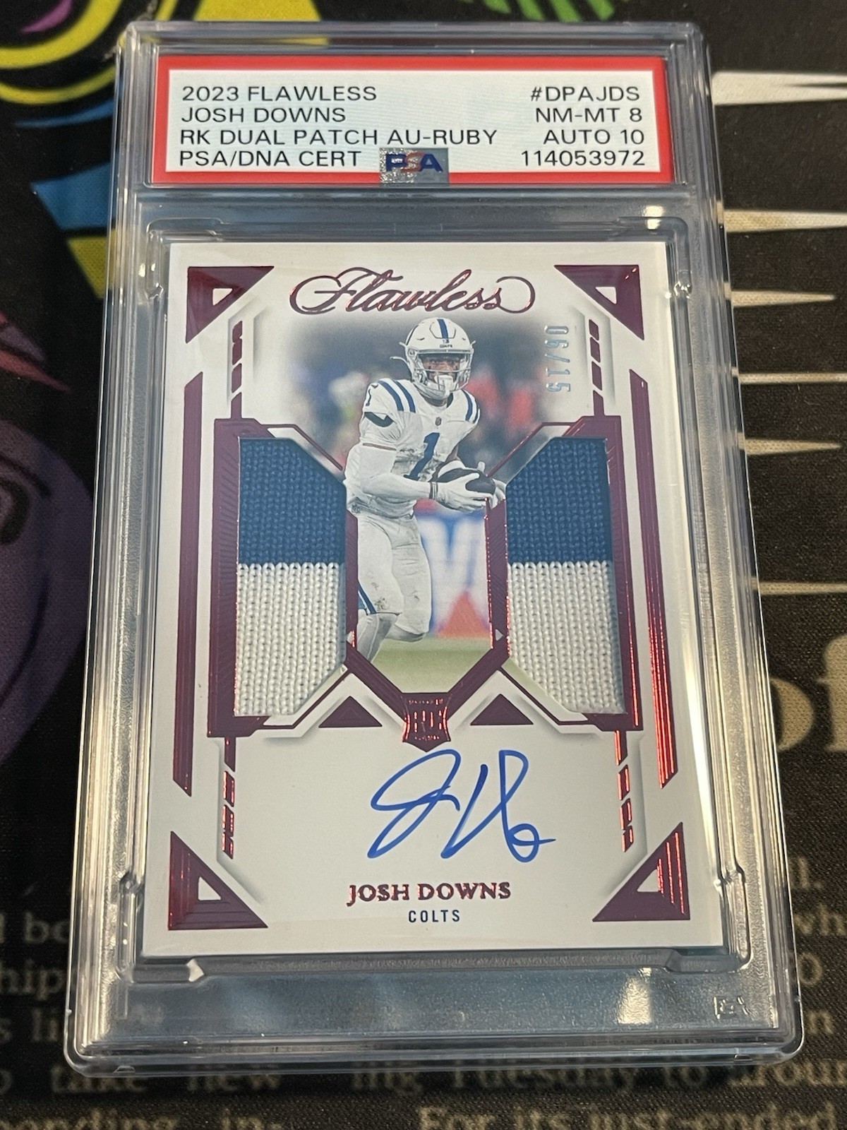 Josh Downs 2023 Flawless RPA Dual Auto Patch Rookie #/15 RC Colts Nice Patch