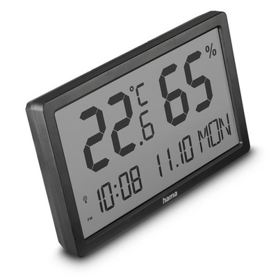 Thermometer Hygrometer digital Funkuhr Raumklima Zeitzonen Hama Lombok 222232