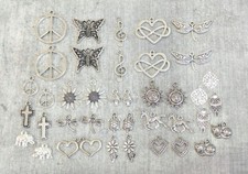 40 pc 20 style x2 Tibetan Mix Charm Pendant Beads 13-27mm Antique Silver Lot