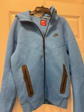 Nike Blue Solid Fleece Full Zip Hooded Logo Hoodie w/ Pockets Men s XS